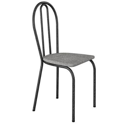 Cadeira Tubular America 004 Cromo Preto Assento Grafiato Artef Grafiato