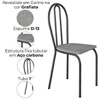 Cadeira Tubular America 004 Cromo Preto Assento Grafiato Artef Grafiato - 5