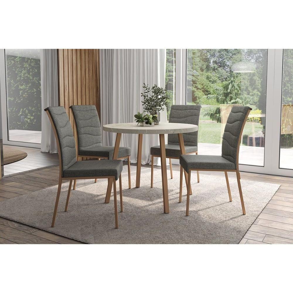 Cadeira Sala De Jantar Wave 1754 Kit 2 Un Dourado-linho Bamboo-courano Bamboo-noce - Carraro - 2