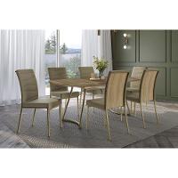 Cadeira Sala De Jantar Wave 1754 Kit 2 Un Dourado-linho Bamboo-courano Bamboo-noce - Carraro - 7