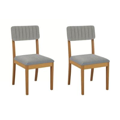 Cadeira Sala De Jantar Telma 2cmm012ca Premium Madeira Maciça Kit 2 Un Carvalho-boucle Cinza - Kappesberg