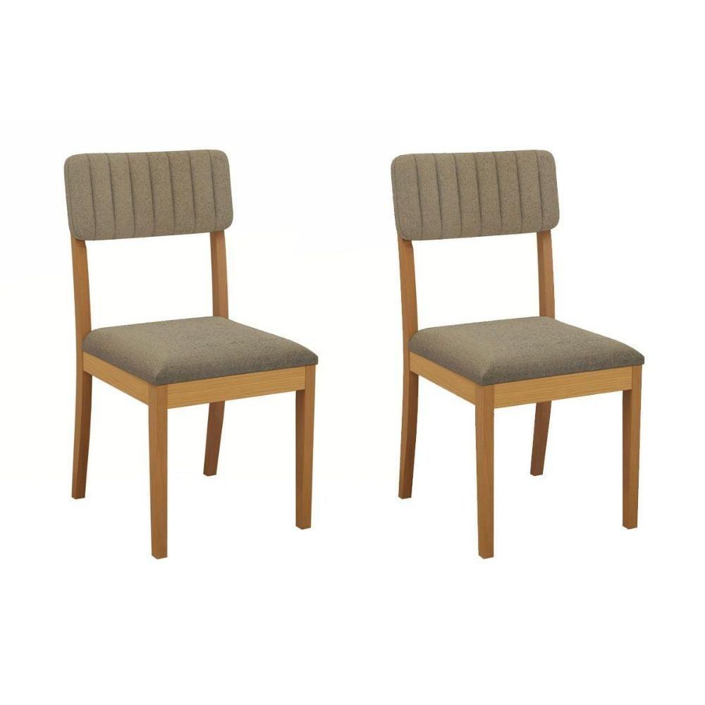 Cadeira Sala De Jantar Telma 2cmm012ca Premium Madeira Maciça Kit 2 Un Carvalho-boucle Bege Fendi - Kappesberg - 1