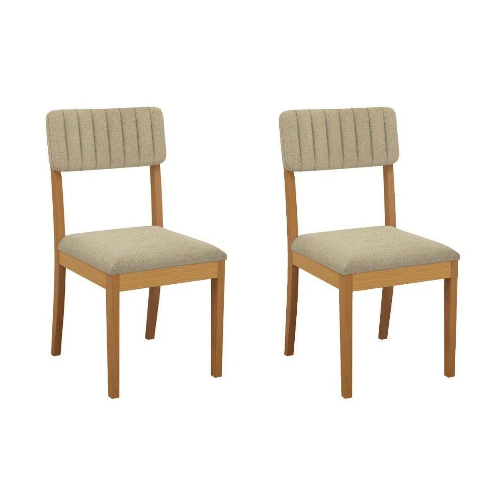Cadeira Sala De Jantar Telma 2cmm012ca Premium Madeira Maciça Kit 2 Un Carvalho-boucle Bege - Kappesberg - 1