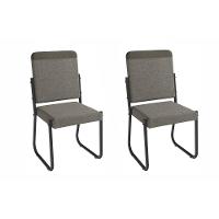 Cadeira Sala De Jantar Sicília 2c139prf Aço Kit 2 Un Preto-linho Compose Escuro - Kappesberg - 1