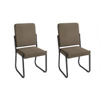 Cadeira Sala De Jantar Sicília 2c139prf Aço Kit 2 Un Preto-suede Cappuccino - Kappesberg - 1