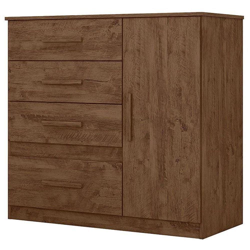 Guarda Roupa Solteiro Sobral Com Espelho E Cômoda Vênus Castanho Wood – Moval - 5