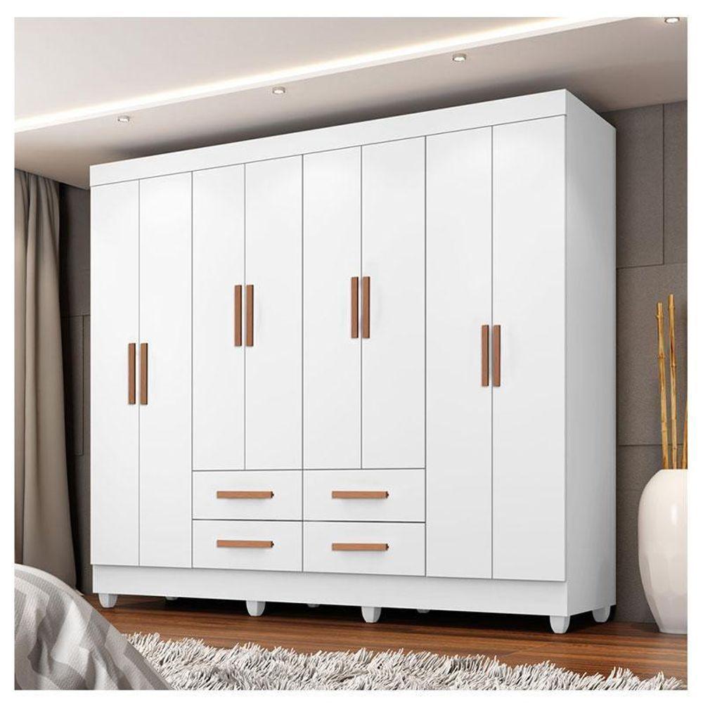 Guarda Roupa Casal Porto 8 Portas Branco - Móveis Leão - 4