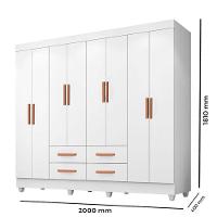 Guarda Roupa Casal Porto 8 Portas Branco - Móveis Leão - 3