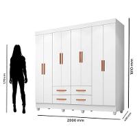 Guarda Roupa Casal Porto 8 Portas Branco - Móveis Leão - 5