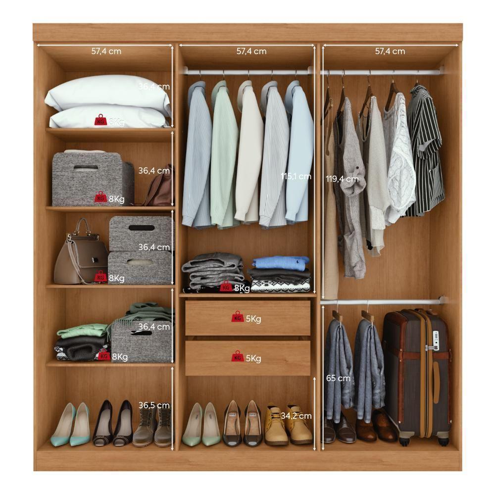 Guarda Roupa Casal 6 Portas Easy Slim Amendoa Clean/off White - 4