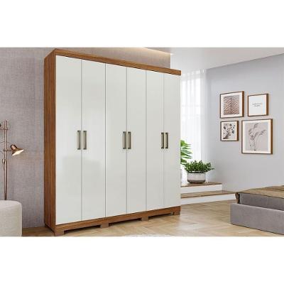 Guarda Roupa Casal 6 Portas E 2 Gavetas C- 1 Espelho Interno Milena Cinamomo-off White - Panan