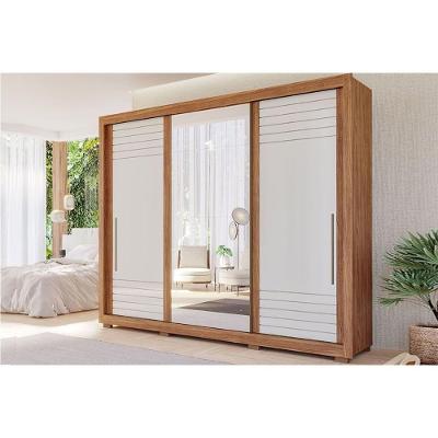 Guarda Roupa Casal 3 Portas De Correr (1 C- Espelho) E 6 Gavetas Vitória Cinamomo-off White - Panan