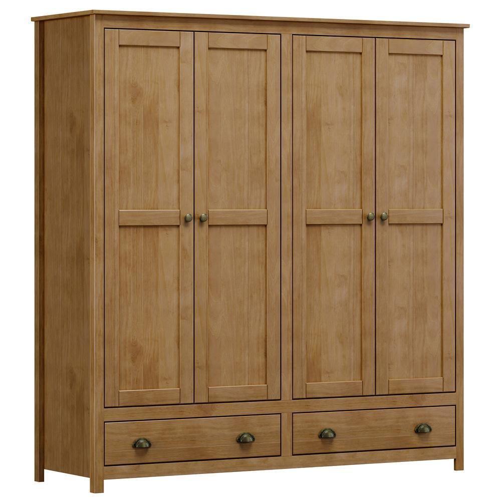 Guarda Roupa Casal 4 Portas 2 Gavetas Madeira Maciça Mazzaro F06 Freijó - Lyam Decor - 1