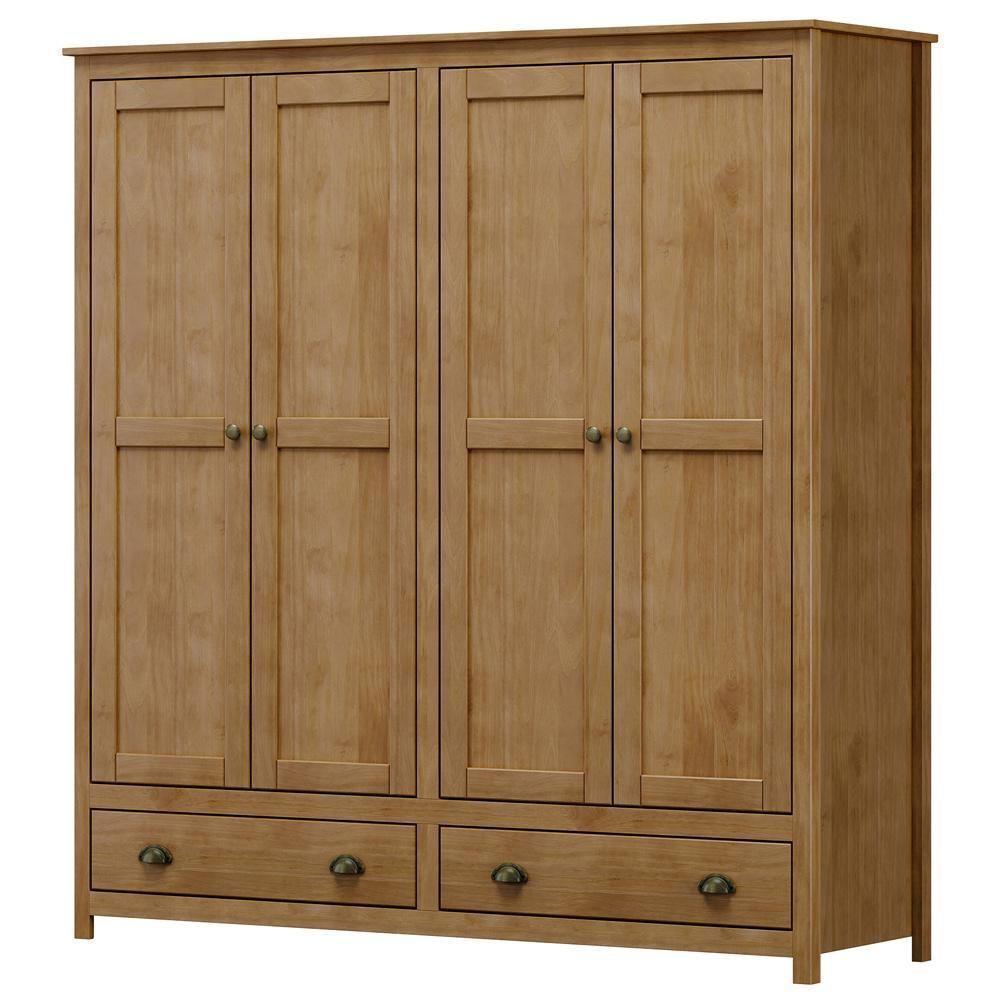 Guarda Roupa Casal 4 Portas 2 Gavetas Madeira Maciça Mazzaro F06 Freijó - Lyam Decor - 2