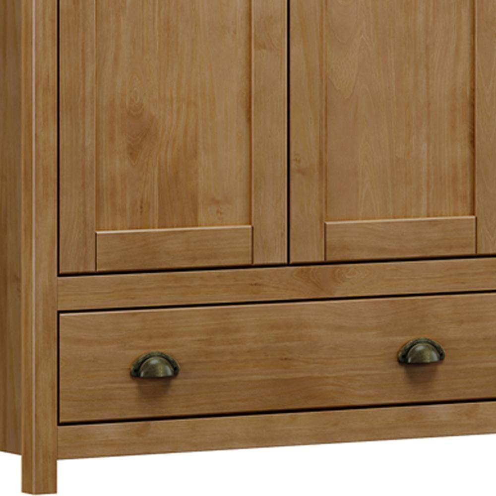 Guarda Roupa Casal 4 Portas 2 Gavetas Madeira Maciça Mazzaro F06 Freijó - Lyam Decor - 3