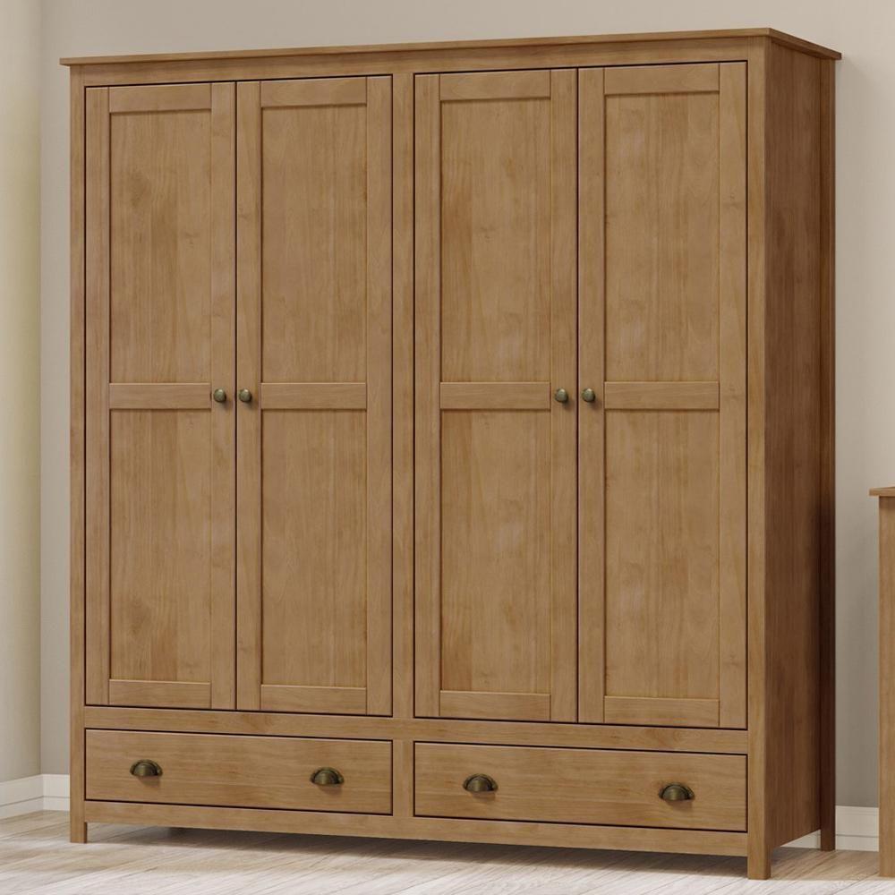 Guarda Roupa Casal 4 Portas 2 Gavetas Madeira Maciça Mazzaro F06 Freijó - Lyam Decor - 4