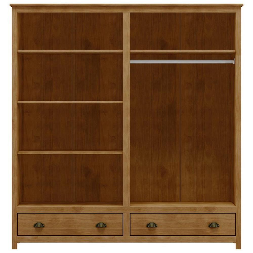 Guarda Roupa Casal 4 Portas 2 Gavetas Madeira Maciça Mazzaro F06 Freijó - Lyam Decor - 5