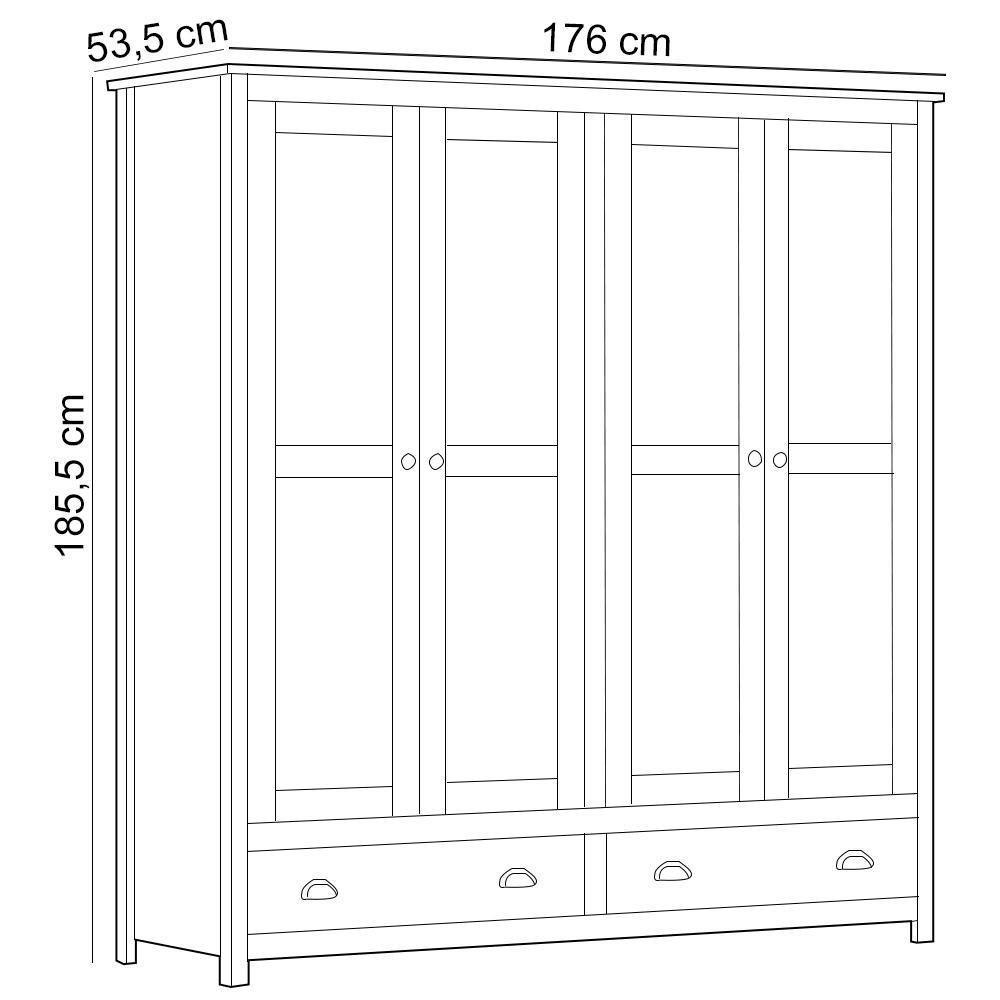 Guarda Roupa Casal 4 Portas 2 Gavetas Madeira Maciça Mazzaro F06 Freijó - Lyam Decor - 7