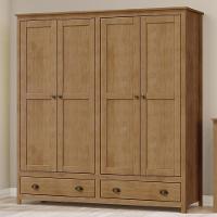 Guarda Roupa Casal 4 Portas 2 Gavetas Madeira Maciça Mazzaro F06 Freijó - Lyam Decor