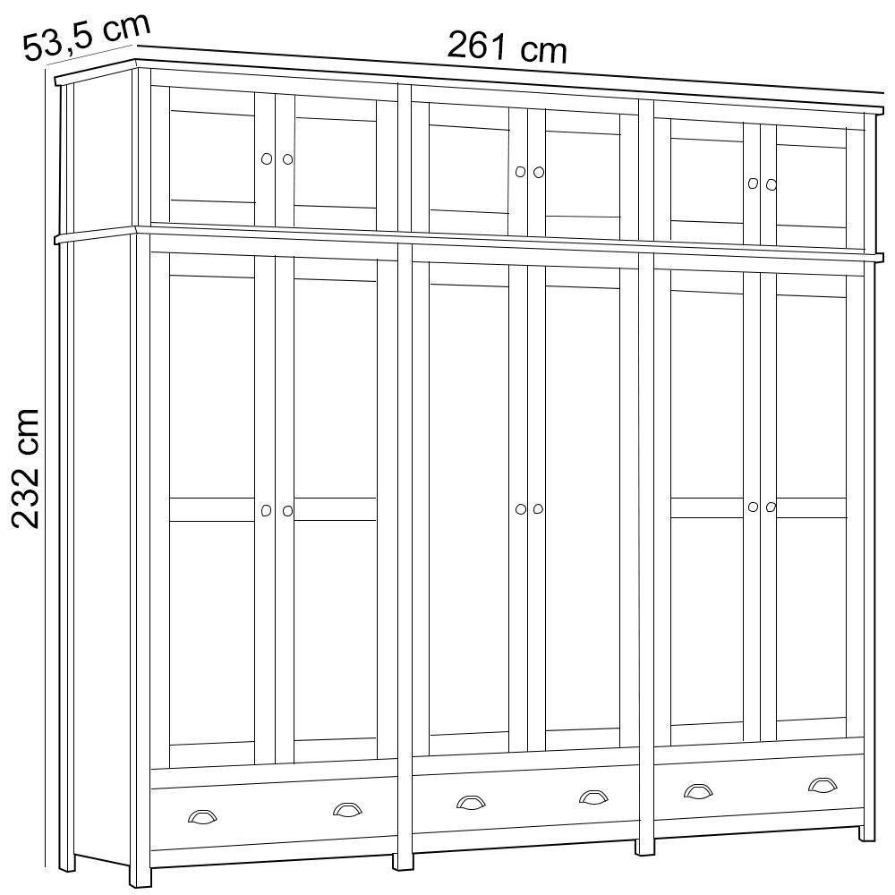 Guarda Roupa Casal 12 Portas Com Espelho E Maleiro Mazzaro F06 Branco Freijó - Lyam Decor - 5