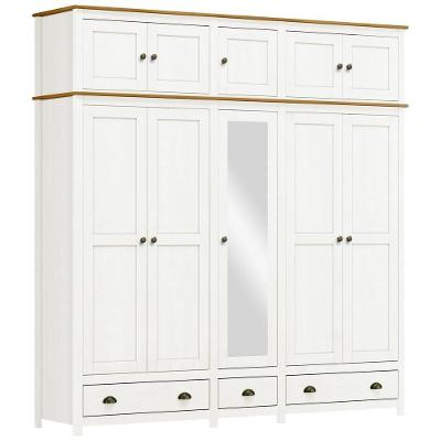 Guarda Roupa Casal 10 Portas Com Espelho E Maleiro Mazzaro F06 Branco Freijó - Lyam Decor