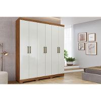 Guarda Roupa 6 Portas E 2 Gavetas C- 1 Espelho Interno Milena Cinamomo-off White - Panan - 1