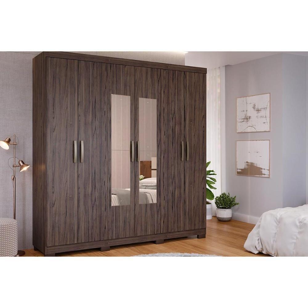 Guarda Roupa 6 Portas (2 C- Espelho) E 3 Gavetas Clara Cinamomo-off White - Panan - 8