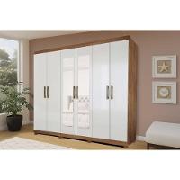 Guarda Roupa 6 Portas (2 C- Espelho) E 3 Gavetas Clara Cinamomo-off White - Panan - 1