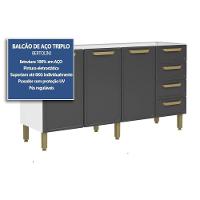Gabinete De Cozinha Modulado Bella C- 3 Portas E 4 Gavetas S- Tampo 160cm Grafite - Bertolini - 2