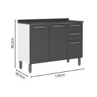Gabinete De Cozinha Modulado C- Tampo Bella C- 3 Portas E 2 Gavetas 120cm Verde - Bertolini - 3