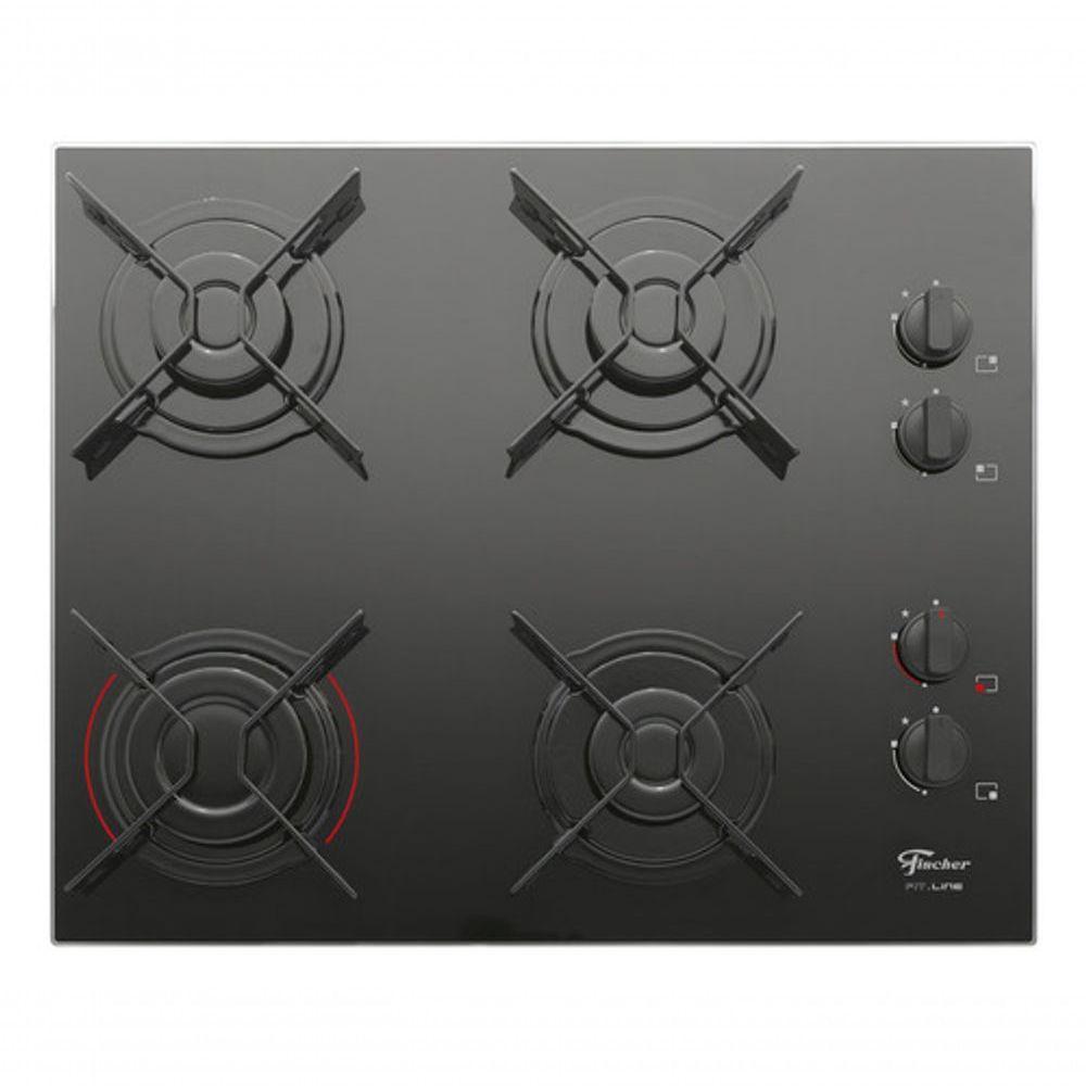 Fogão Cooktop Fischer 4 Queimadores Fit Line Gás Mesa Vidro 26342-57175 Preto Bivolt - 1