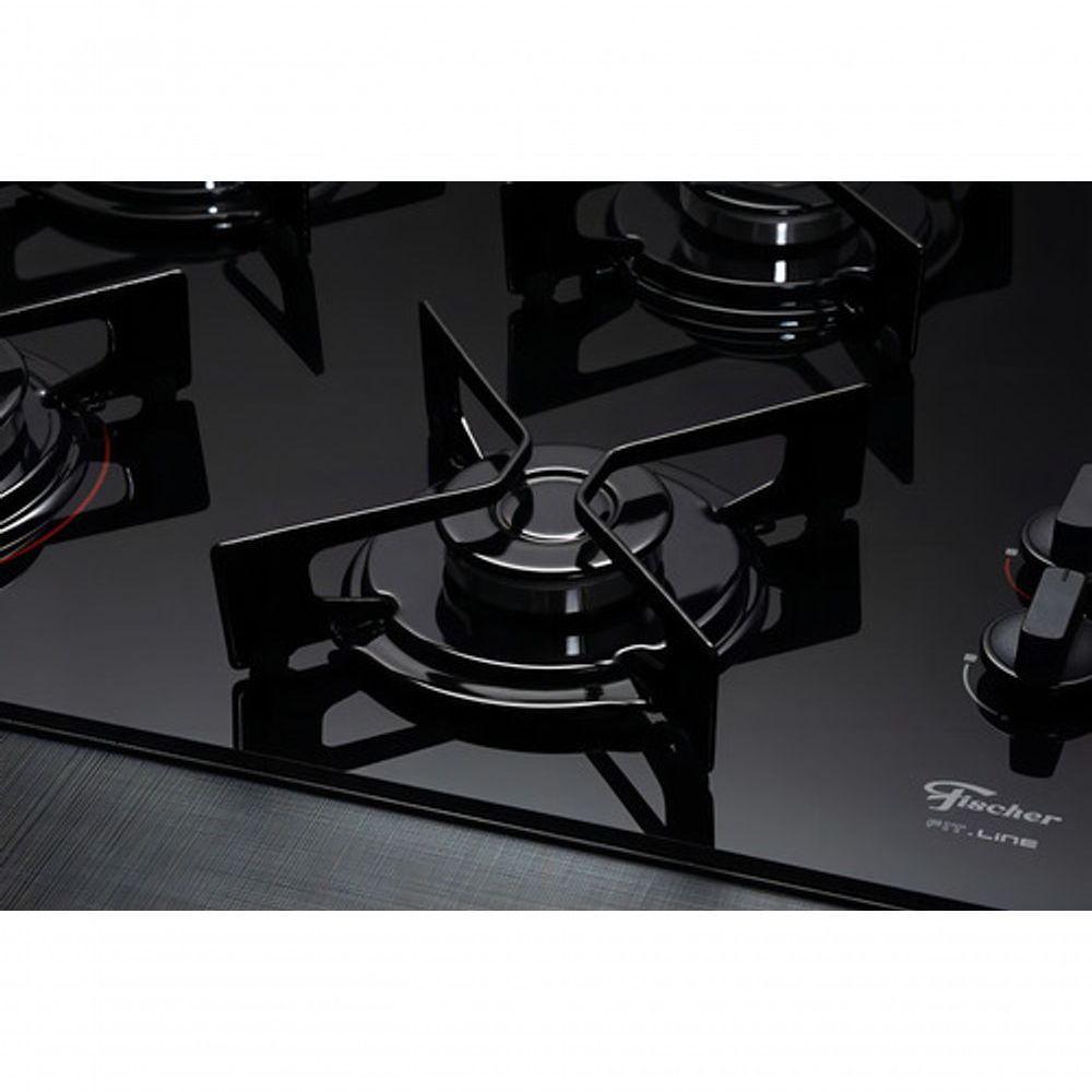 Fogão Cooktop Fischer 4 Queimadores Fit Line Gás Mesa Vidro 26342-57175 Preto Bivolt - 2