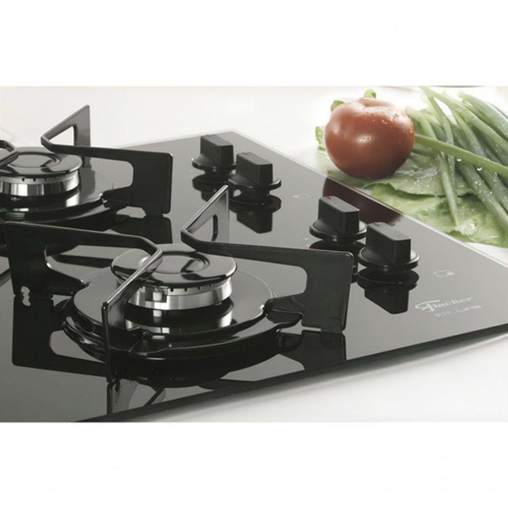 Fogão Cooktop Fischer 4 Queimadores Fit Line Gás Mesa Vidro 26342-57175 Preto Bivolt - 6