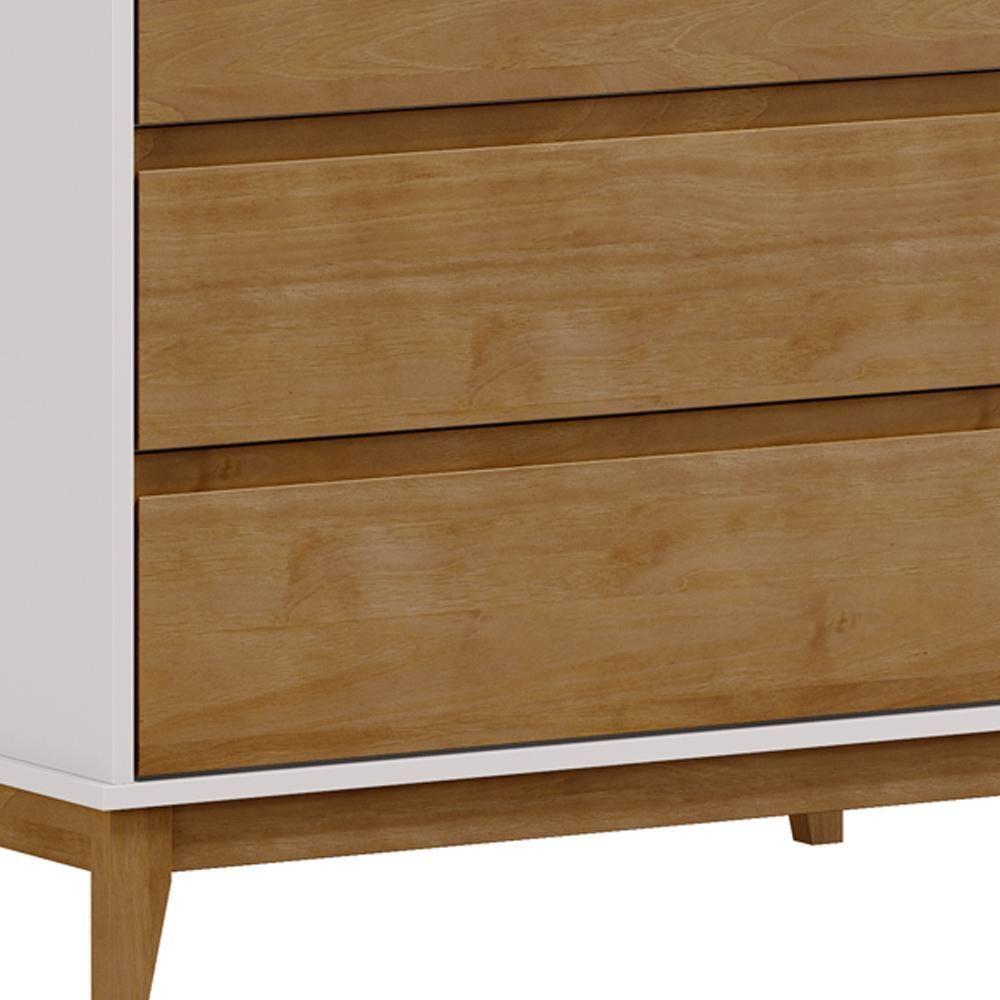 Cômoda Para Quarto Closet 4 Gavetas Pés Retrô Cintra F06 Off White Freijó - Lyam Decor - 6