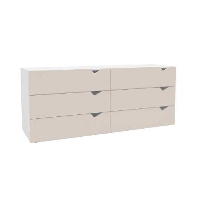 Cômoda Juvenil Porto 6 Gavetas MDF com Puxador MDF Branco-creme