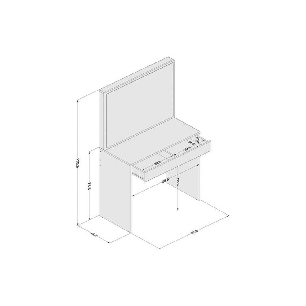 Penteadeira Infantil Virginia C- Espelho E 1 Gaveta Branco - Politorno - 3