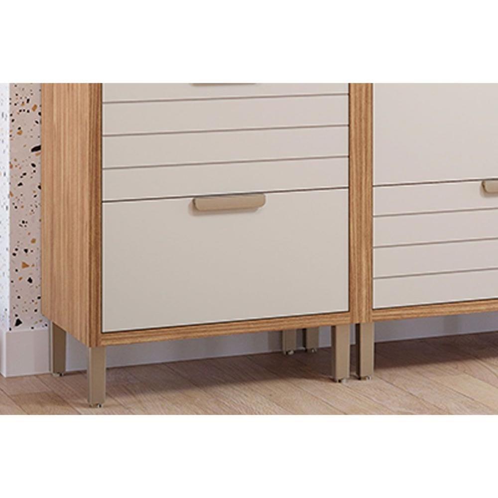 Módulo Cozinha Mgm Eloise 5 Peças (2aéreos+2balcões+1torrequente) C5p178 Freijo-off White-mgm - 6