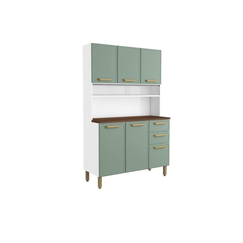 Kit De Cozinha Compacta Bella C- 6 Portas E 2 Gavetas 120cm Verde - Bertolini - 1