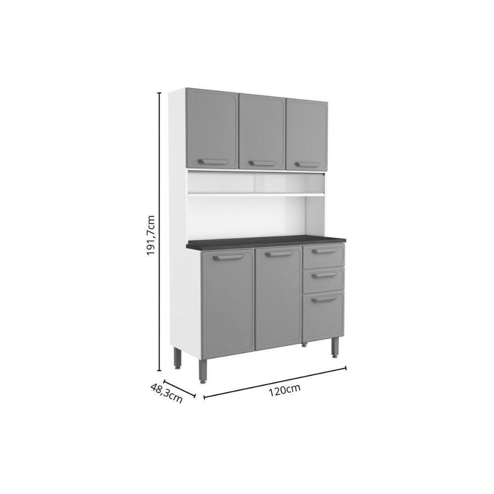 Kit De Cozinha Compacta Bella C- 6 Portas E 2 Gavetas 120cm Verde - Bertolini - 3