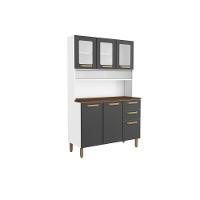 Kit De Cozinha Compacta Bella C- 6 Portas (3 C- Vidro) E 2 Gavetas 120cm Grafite - Bertolini - 1