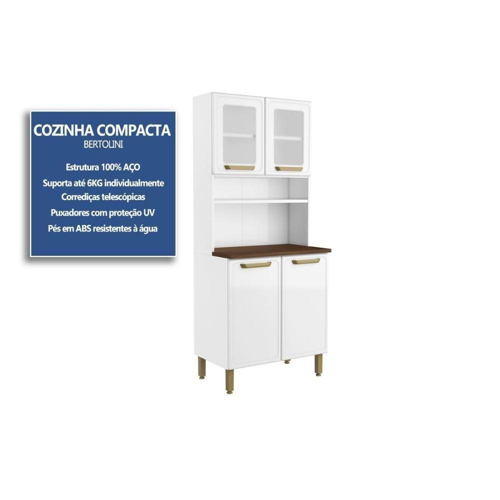 Kit De Cozinha Compacta Bella C- 4 Portas (2 C- Vidro) 80cm Verde - Bertolini - 2