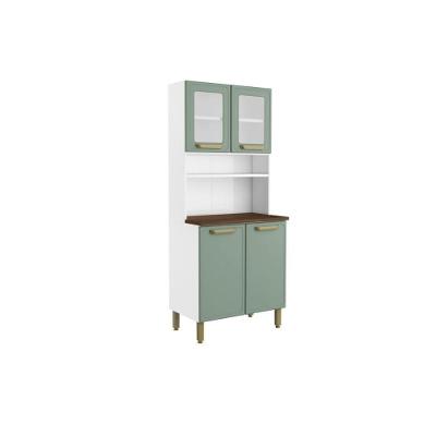 Armário de Cozinha Bella 4 Portas em Aço 80cm Verde com Prateleira Interna