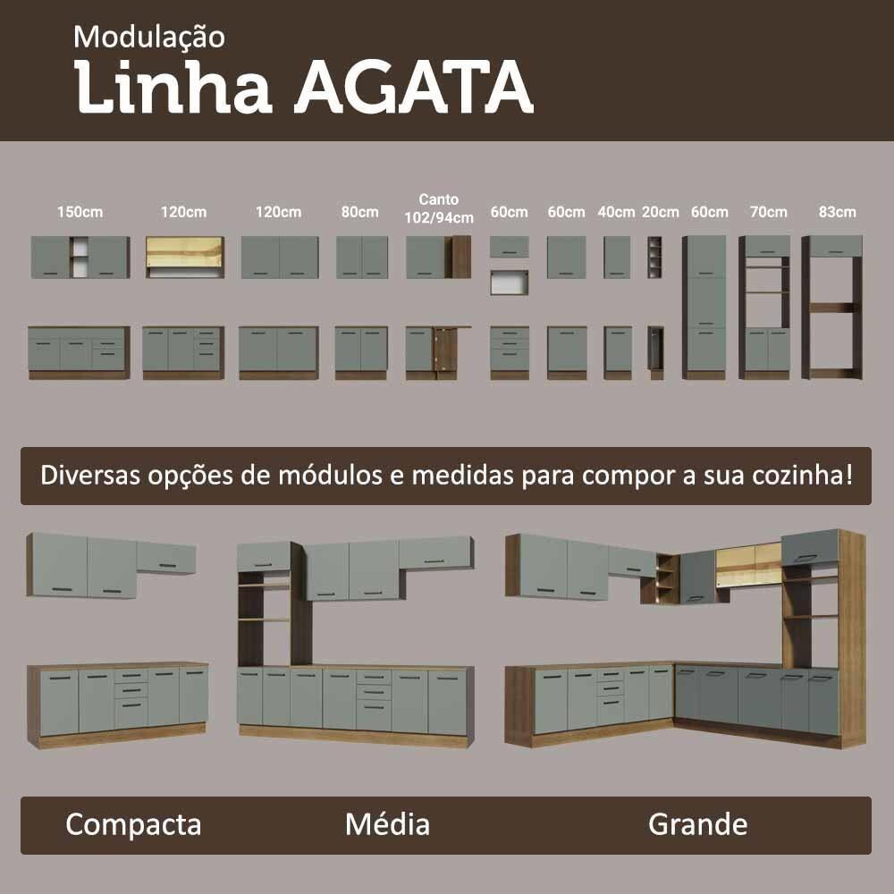 Conjunto Gabinete Para Banheiro 120cm 3 Portas 3 Gavetas Agata Madesa 01 Rustic-cinza - 2