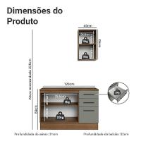 Conjunto Gabinete Para Banheiro 120cm 3 Portas 3 Gavetas Agata Madesa 01 Rustic-cinza - 5