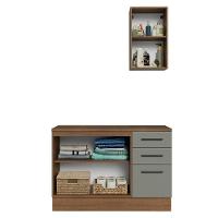 Conjunto Gabinete Para Banheiro 120cm 3 Portas 3 Gavetas Agata Madesa 01 Rustic-cinza - 7