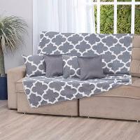 Manta Xale Turin 2,40m X 1,50m Sofá Cama Tecido Jacquard 01 Peça - Medalhão Cinza - 60% Algodão/ 40% Poliéster - 1