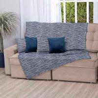 Manta Xale Turin 2,40m X 1,50m Sofá Cama Tecido Jacquard 01 Peça - Mesclado Marinho - 60% Algodão/ 40% Poliéster - 1