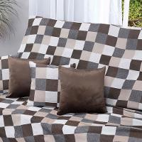 Manta Xale Turin 2,40m X 1,50m Sofá Cama Tecido Jacquard 01 Peça - Tabuleiro Avelã - 60% Algodão/ 40% Poliéster - 2