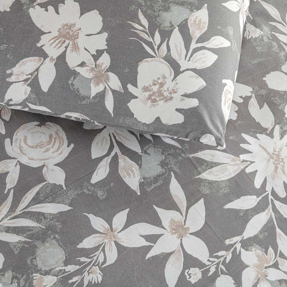 Kit Cobre Leito Colcha Bella Solteiro 2 Peças 400 Fios Estampado Com Babado - Floral 6 - 100% Poliéster - 4