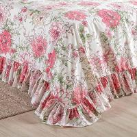 Kit Cobre Leito Colcha Bella Solteiro 2 Peças 400 Fios Estampado Com Babado - Floral 2 - 100% Poliéster - 3